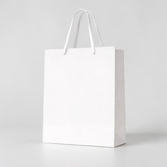 Wide White Paper Bag with Thick Dark Rope Handles