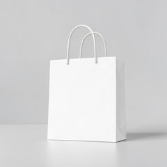 Square White Paper Bag with Round Rope Handles