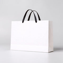 Wide White Shopping Bag with Flat Fabric Handles