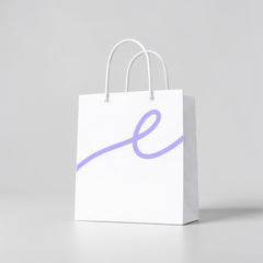 Square White Paper Bag with Round Rope Handles