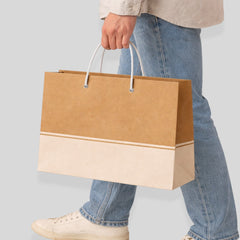 Wide Kraft Paper Bag with Rope Handles
