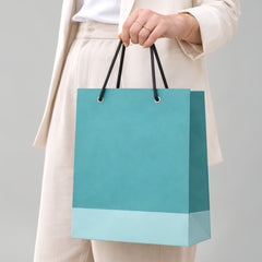 Vertical Carrier Bag with Contrasting Bottom and Thick Rope Handles