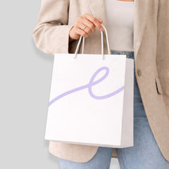 Square White Paper Bag with Round Rope Handles