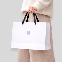 Wide White Shopping Bag with Flat Fabric Handles