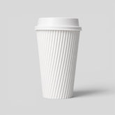 Tall White Ribbed Paper Cup with Matching Lid