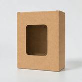 Stockk rectangular cardboard box with wide front PET window for product display. Ideal for gifts, toys, and cosmetics.