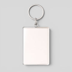 Stockk vertical rectangular acrylic keychain with smooth finish and metal ring, ideal for custom branding or personal gifts.