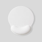 Stockk white ergonomic round mouse pad with wrist support for comfortable and natural hand positioning.