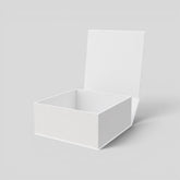 Stockk white square magnetic gift box, rigid cardboard with magnetic closure, ideal for luxury packaging and gifts.