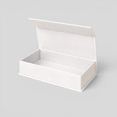 Stockk white rigid cardboard gift box with hinged lid, ideal for jewelry, gift cards, or presentation kits.