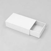 Stockk white rigid board sliding drawer jewelry box, ideal for premium gifts and branding.