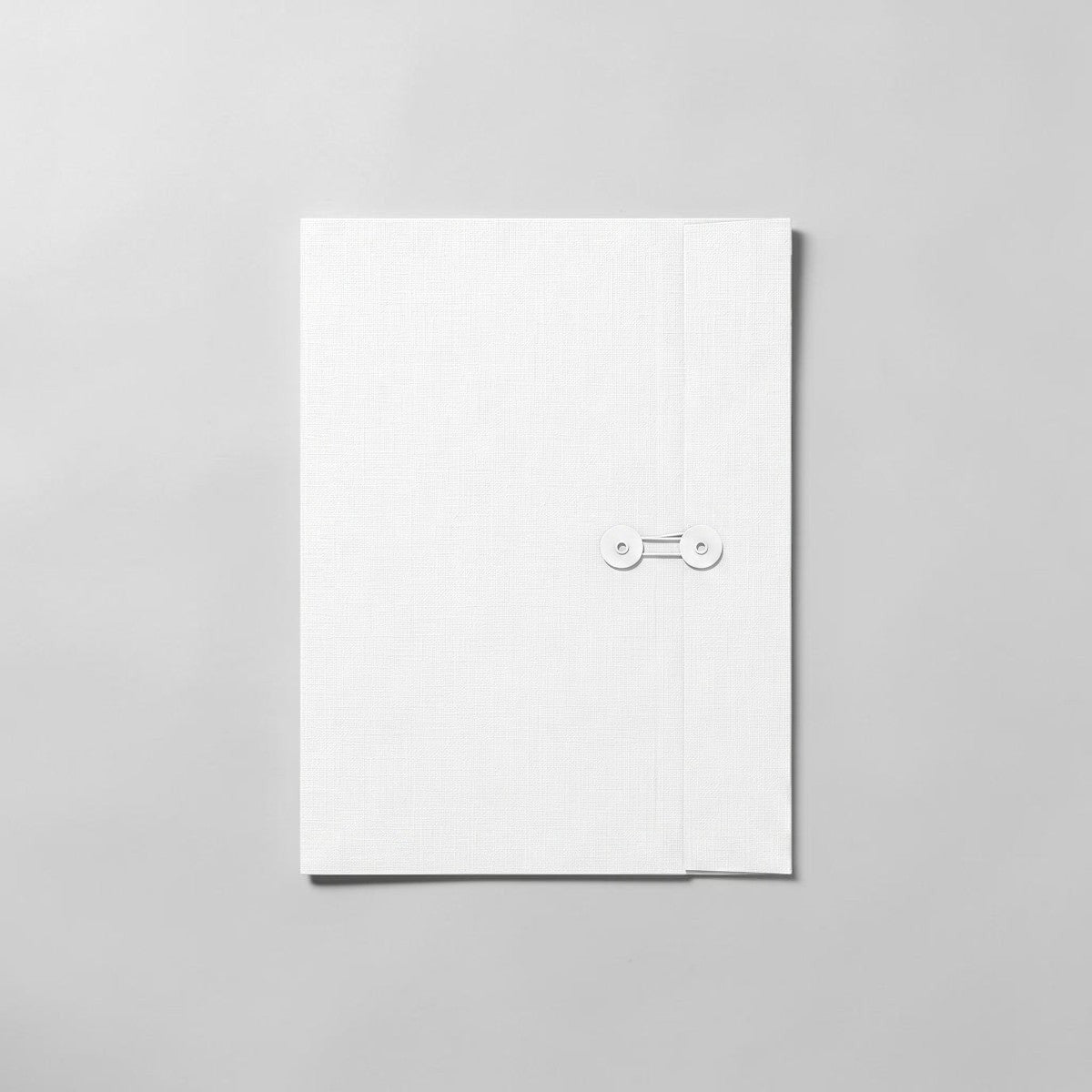 Stockka A4 white cardboard marketing folder with classic string closure and circular holders. Ideal for professional documents.