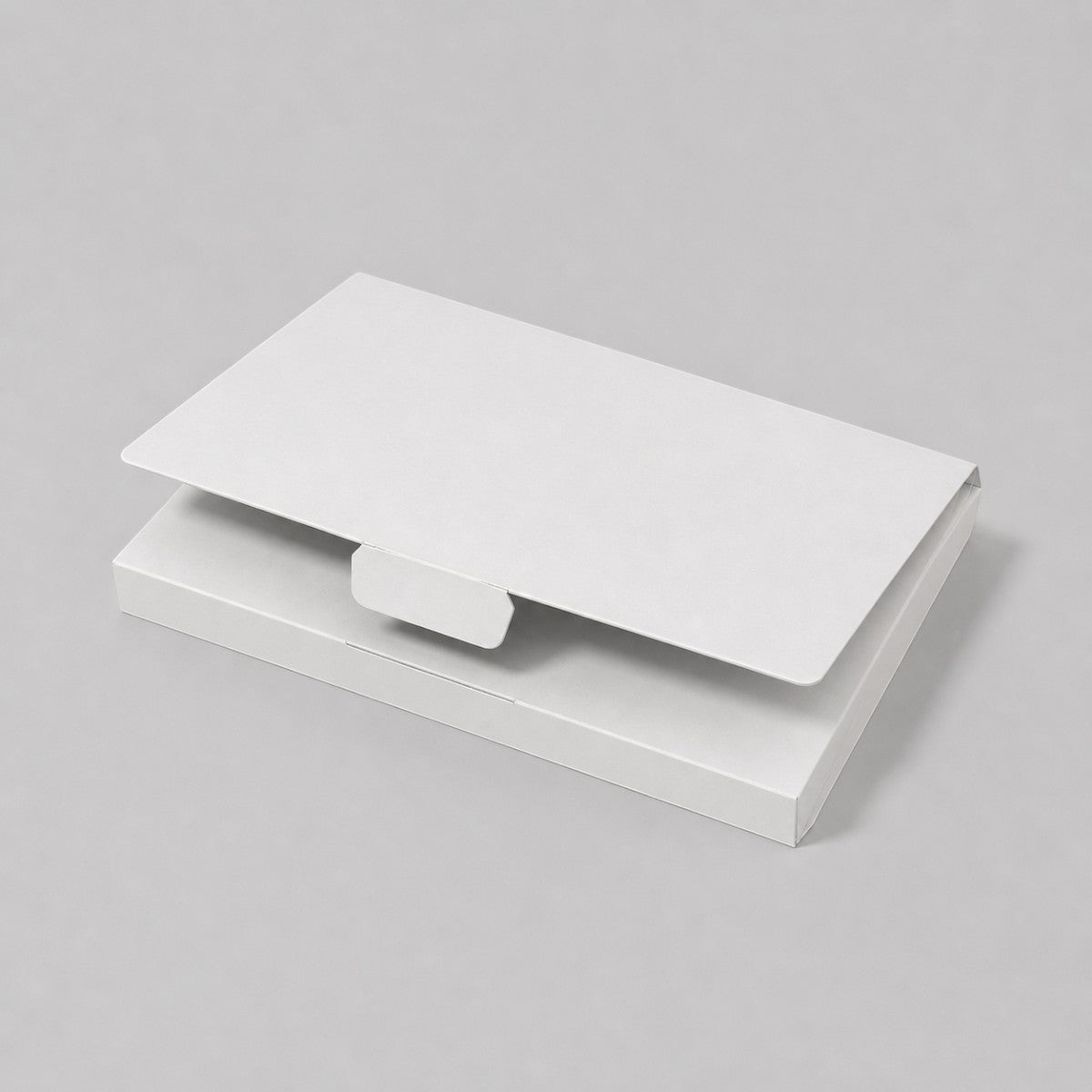 Stockka white A4 cardboard presentation folder with a secure tab closure, ideal for documents and marketing materials.