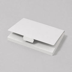 Stockka white A4 cardboard presentation folder with a secure tab closure, ideal for documents and marketing materials.