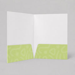 Stockka A4 project folder with two pockets, white with a light green abstract pattern on the pockets.