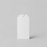 Stockka white blank paper bookmark tag with string loop, ideal for custom printing.