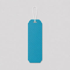 Stockka blue diagonal striped bookmark with white string loop and rounded corners
