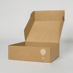 Stockka brown recycled cardboard mailer box with integral top closure, ideal for shipping and premium packaging.