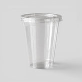 Stockka clear PET plastic cup with flat lid, ideal for cold drinks like iced coffee, smoothies, and juices.