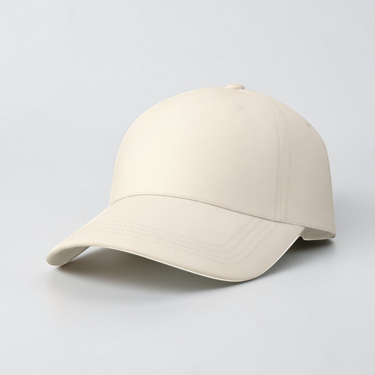 Stockka classic baseball cap in cream cotton with a blue asterisk logo. Adjustable unisex fit.