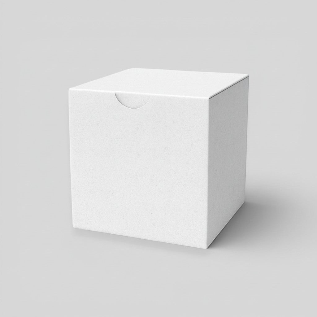 Stockka cream rigid cardboard cube gift box with top closure, ideal for small items, cosmetics, and promotional products.