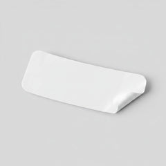 Stockka custom rectangular sticker with rounded corners, blue and light blue stripes, for product branding.