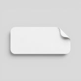 Stockka custom rectangular sticker with rounded corners and easy-peel tab, white vinyl material.