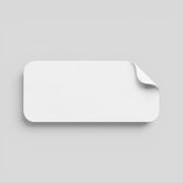 Stockka custom rectangular sticker with rounded corners and easy-peel tab, white vinyl material.