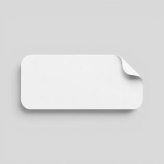 Stockka custom rectangular sticker with rounded corners and easy-peel tab, white vinyl material.
