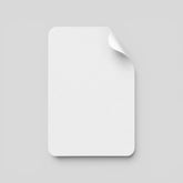 Stockka vertical custom sticker with rounded corners and a peel-off corner, made of coated paper.