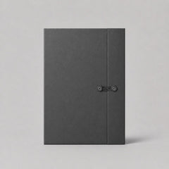 Stockka dark grey corrugated cardboard presentation folder with button and string closure