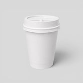 Stockka double-walled white paper coffee cup with a white lid, ideal for hot beverages.