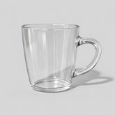 Stockka clear glass mug with a wide, flared design and 475ml capacity, perfect for lattes and tea.