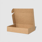 Stockka wide folding mailer box, made of recycled corrugated cardboard, ideal for shipping and marketing packages.