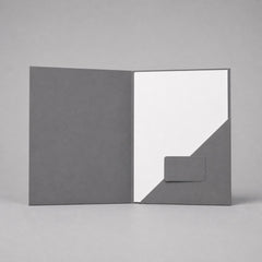 Stockka grey horizontal presentation folder made of laminated rigid cardboard with an internal pocket for documents.