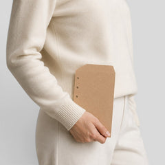 Stockka narrow kraft envelope with side filing holes, natural brown paper, 300gsm, for documents and certificates.