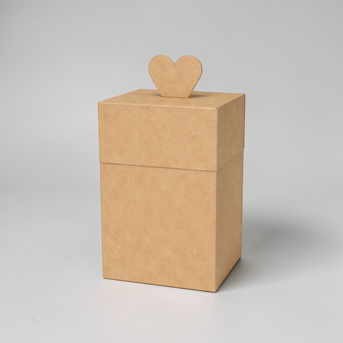 Stockka tall kraft cardboard gift box with a heart-shaped lid closure, ideal for small gifts or sweets.