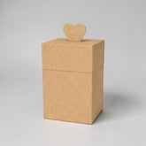 Stockka tall kraft cardboard gift box with a heart-shaped lid closure, ideal for small gifts or sweets.