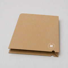 Stockka natural kraft paper document folder with a semi-circle thumb cut-out for easy access, 250gsm weight.