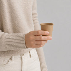 Stockka small minimalist brown kraft paper espresso cup with PE coating, ideal for short espresso or tastings.