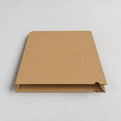 Stockka natural kraft paper folder with half-circle cut for easy access, ideal for documents and marketing materials.