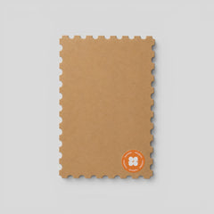 Stockka natural brown kraft paper greeting card with perforated stamp-style edges for personal messages.