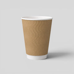 Stockka Kraft paper ripple cup, 220gsm, insulated for hot beverages, no lid.