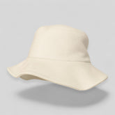 Stockka off-white cotton-blend bucket hat with a textured finish, ideal for beach, golf, and fishing.