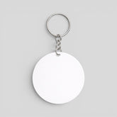 Stockka customizable round acrylic keychain with shiny finish and metal chain. Ideal for promotional branding or gifts.