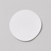 Stockka white round custom cut sticker, ideal for branding products, packaging, and shipping. Matte finish.