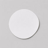 Stockka white round custom cut sticker, ideal for branding products, packaging, and shipping. Matte finish.
