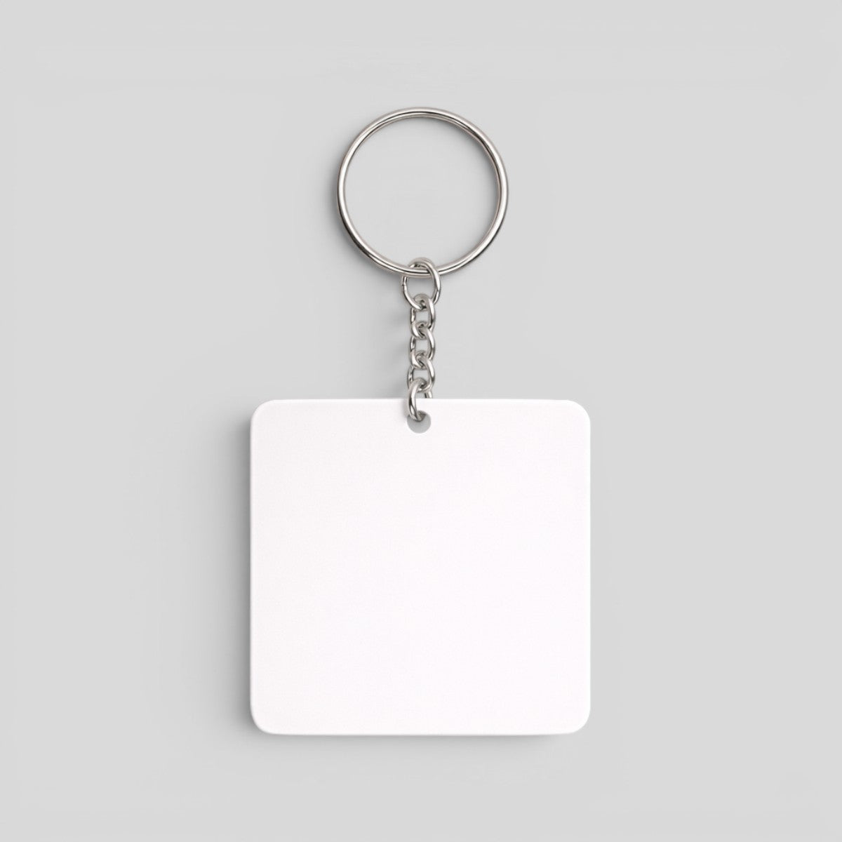 Stockka square acrylic keychain with metal chain and ring, ideal for custom logos and branding.
