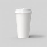 Stockka tall white paper cup with a brown kraft sleeve and a white plastic lid, ideal for hot beverages.
