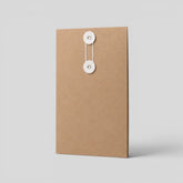 Stockka vertical brown kraft paper envelope with white string and disc closure, ideal for documents and contracts.